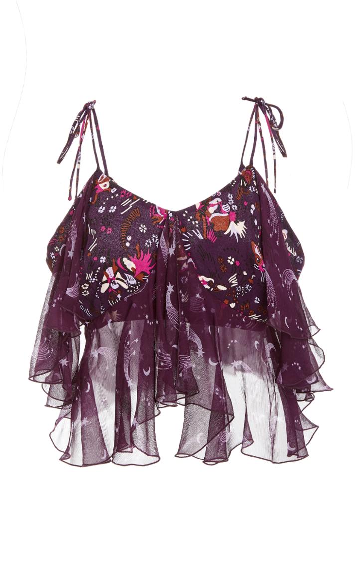 Anna Sui Fairy Fields Ruffle Crop Tank