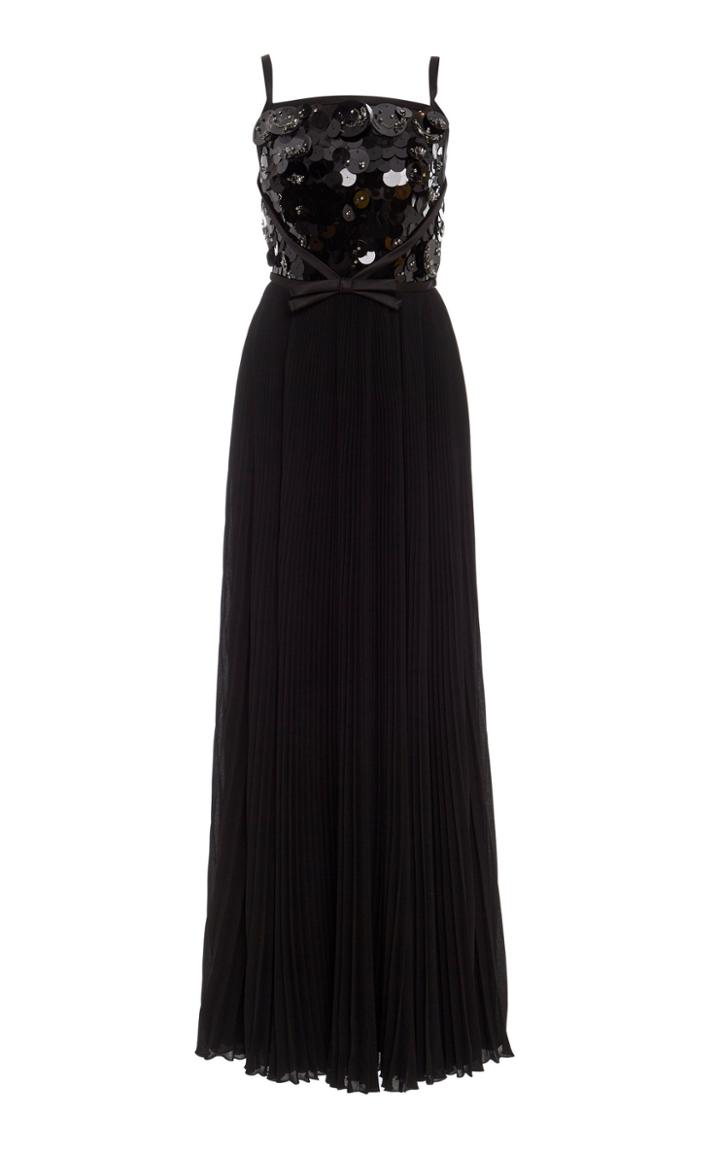 Prada Embellished Pleated Maxi Gown