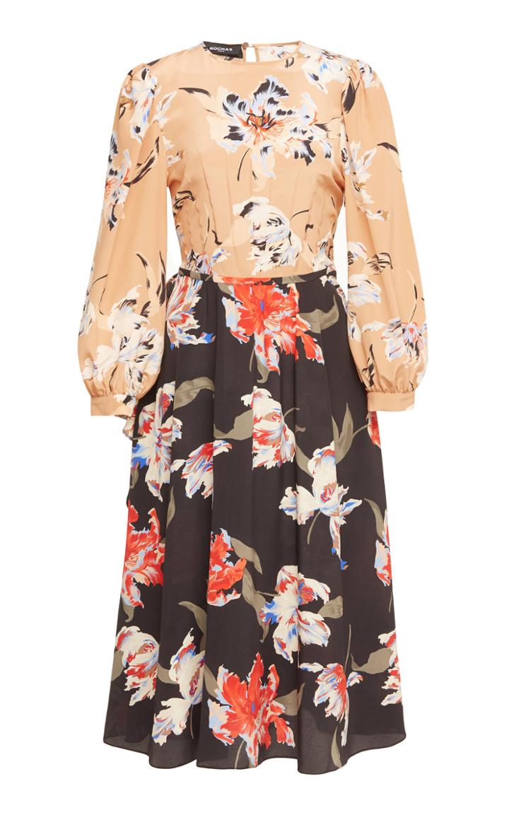 Rochas Onda Long Sleeve Dress