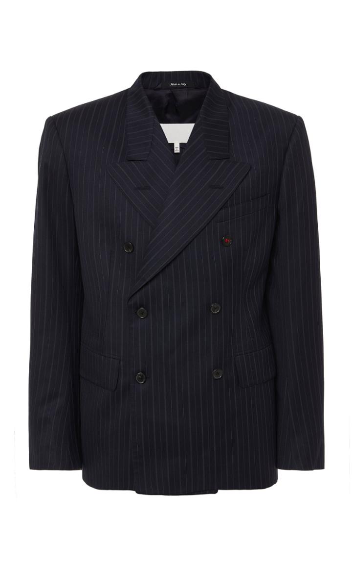 Maison Margiela Pinstriped Wool And Silk-blend Blazer