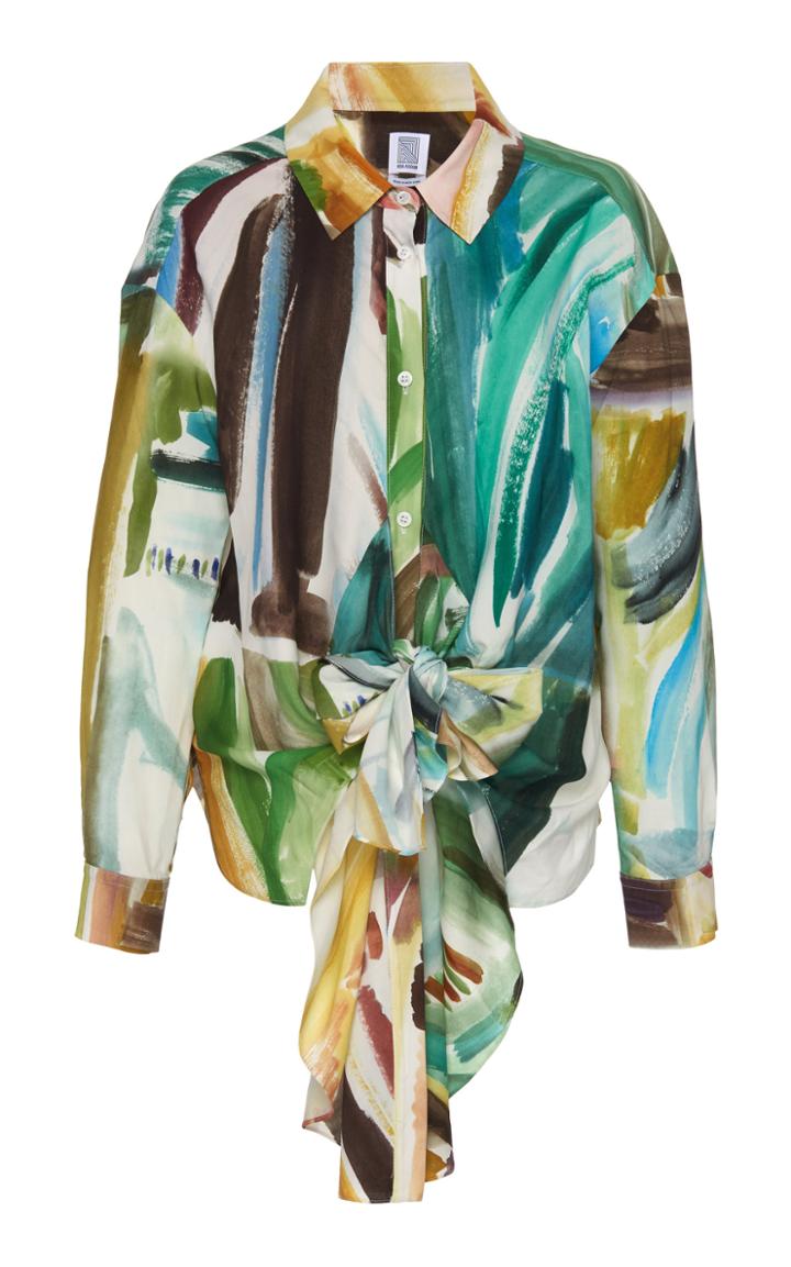 Rosie Assoulin Tie Front Twill Button-down Shirt