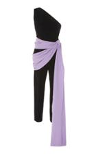 Christian Siriano One Shoulder Side Sash Jump Suit