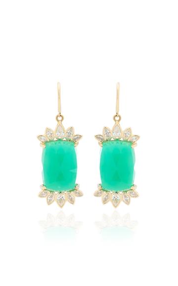 Kathryn Elyse Fringe 14k Yellow Gold Chrysoprase And Diamond Earrings