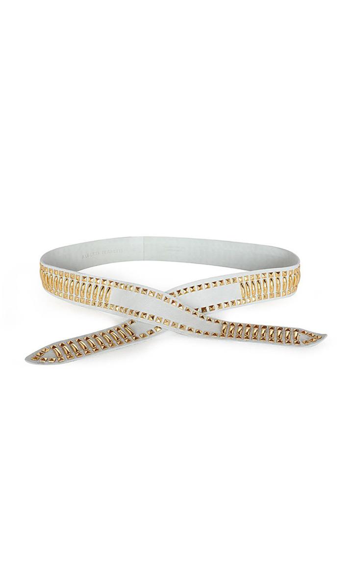 Alberta Ferretti Gold-tone Studded Leather Waist Belt