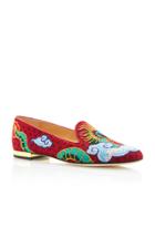 Charlotte Olympia M'o Exclusive: Dragon Embroidered Canvas Slippers