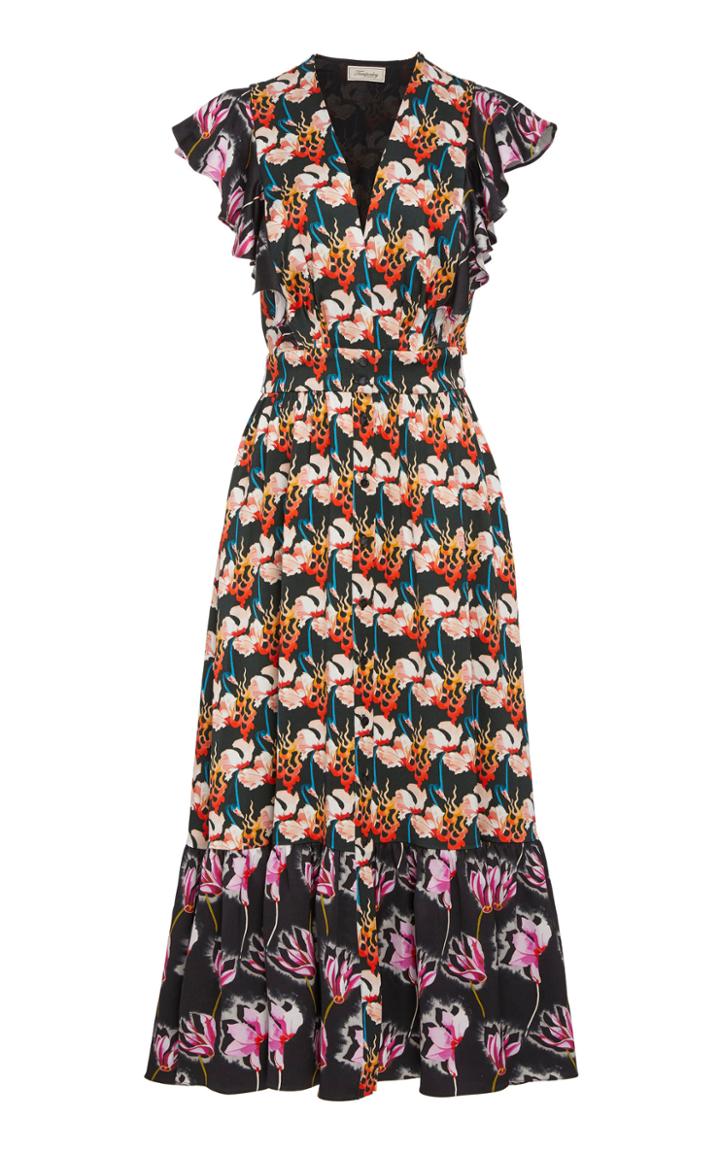 Temperley London Dragonfly Printed Crepe Midi Dress