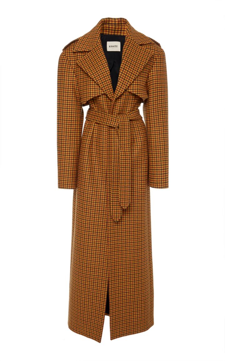 Khaite Blythe Checked Wool Trench Coat