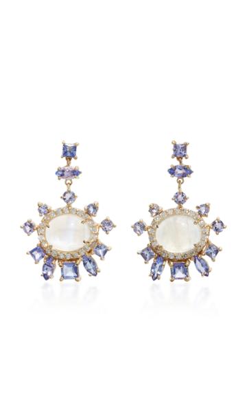 Eden Presley 14k Gold Rainbow Moonstone Tanzanite And Diamond Earrings