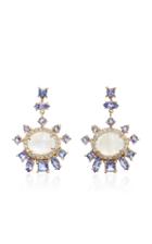 Eden Presley 14k Gold Rainbow Moonstone Tanzanite And Diamond Earrings