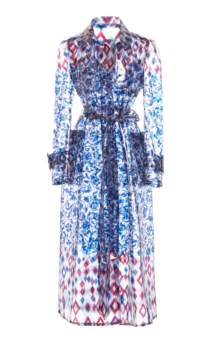 Moda Operandi J. Mendel Printed Vinyl Trench Coat Size: 2