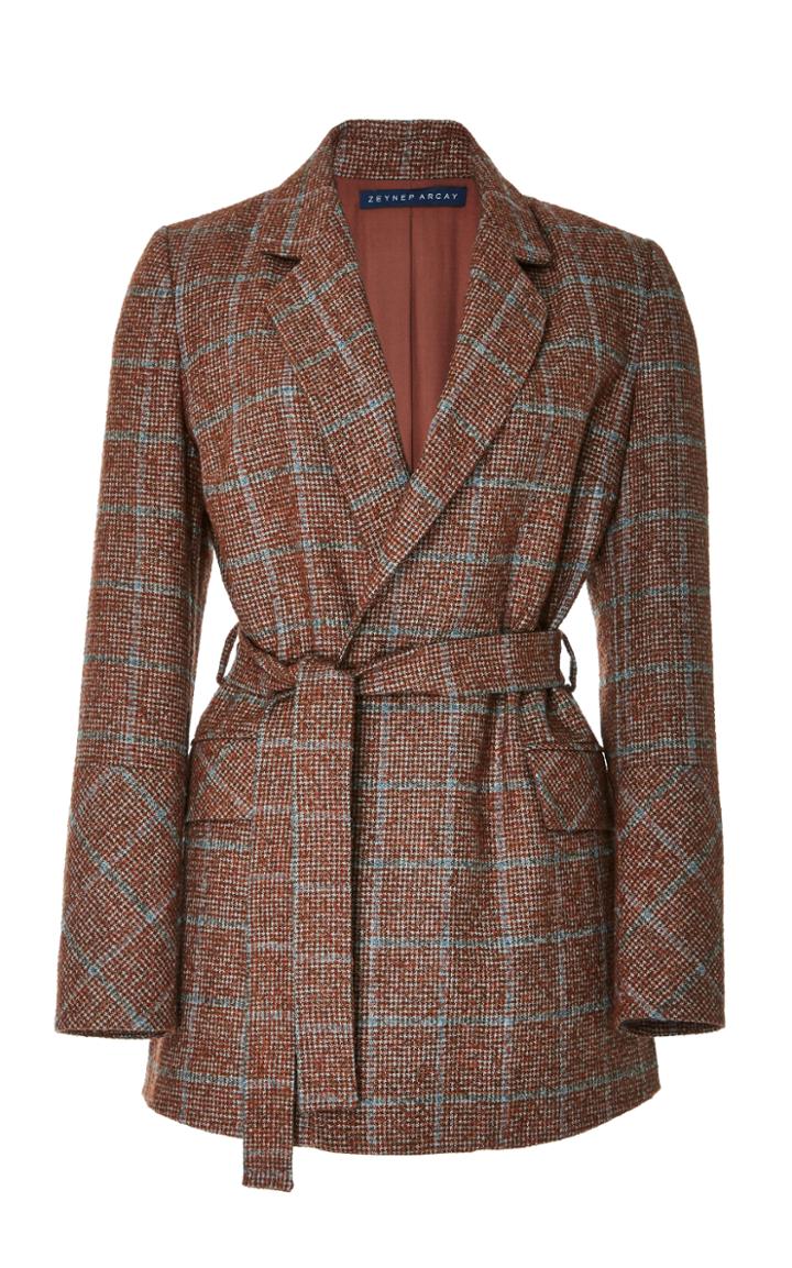 Zeynep Arcay Plaid Alpaca Wrap Jacket