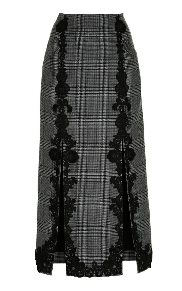 Jonathan Simkhai Wool Applique Double Slit Skirt