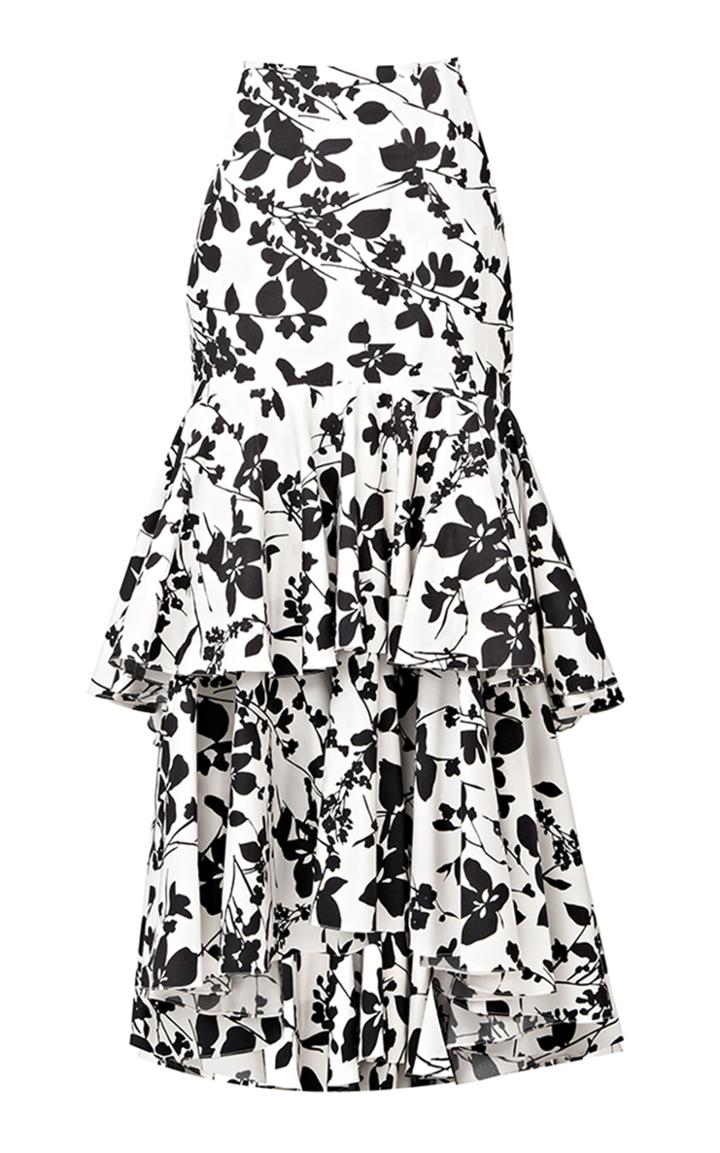 Bambah Floral Silk Ruffle Skirt