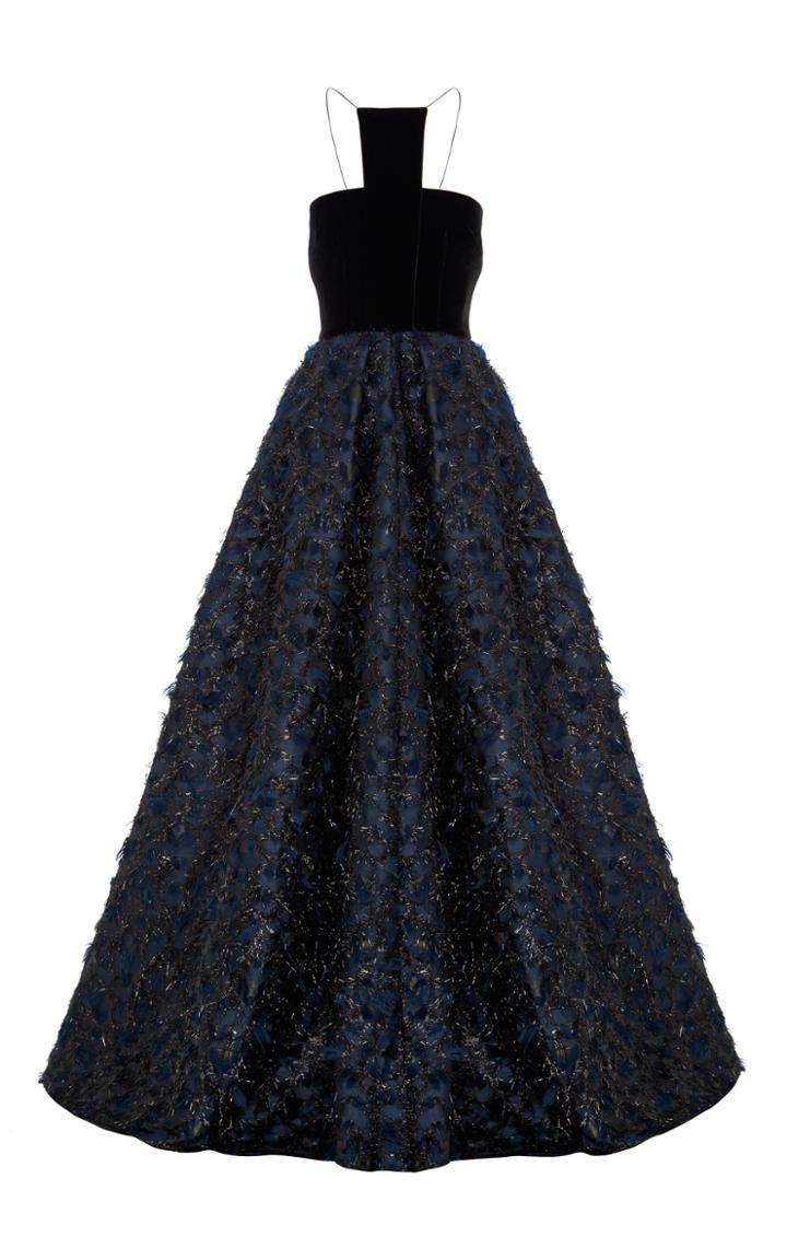 Alex Perry Thorn Lurex Fringe Halter Gown