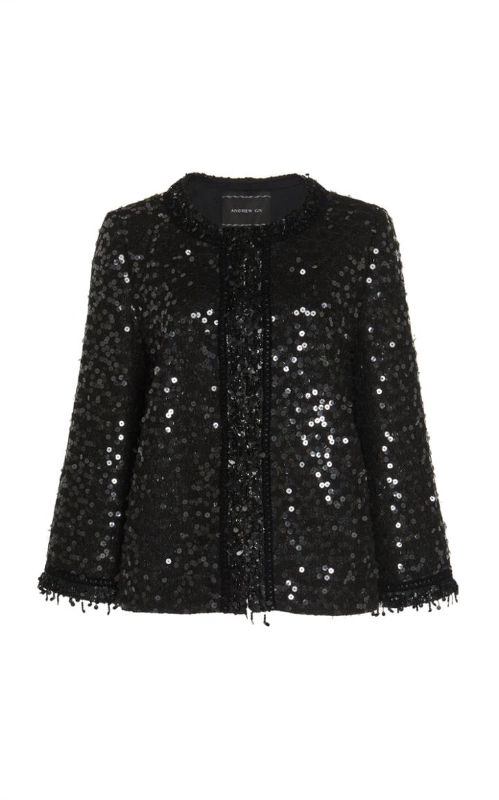 Andrew Gn Sequined Cotton-blend Crepe Jacket