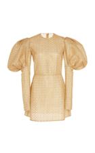 Christian Siriano Metallic Puffed-sleeve Mini Dress