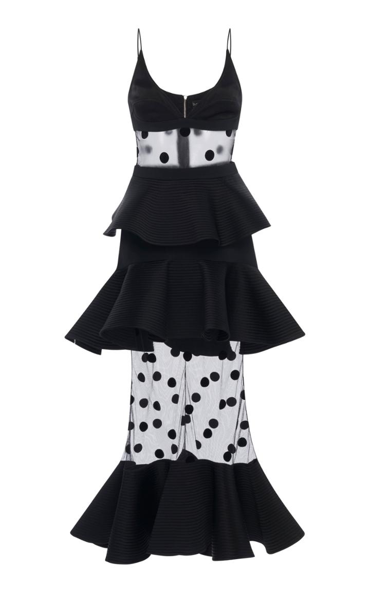 David Koma Peplum Polka Dot Cady Camisole Dress