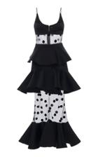 David Koma Peplum Polka Dot Cady Camisole Dress