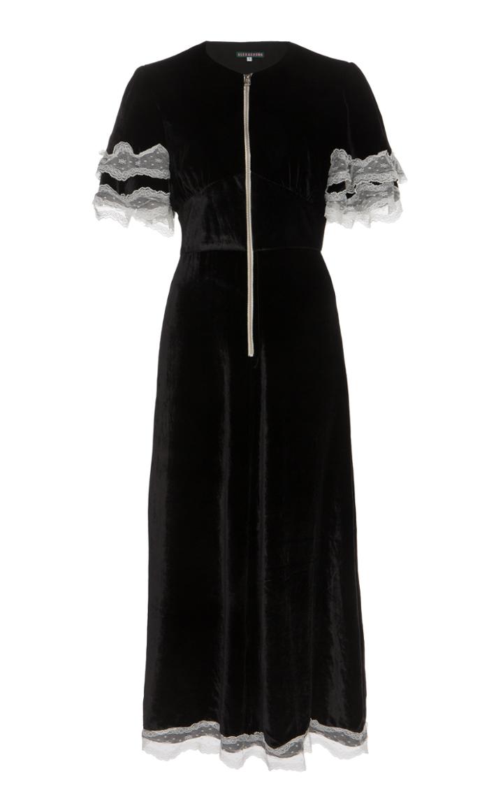 Alexachung Lace-trimmed Zip-front Velvet Dress