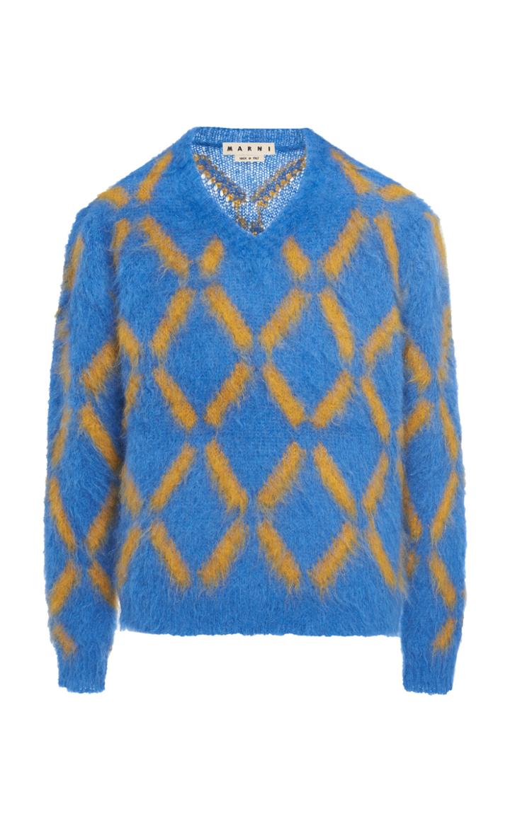 Marni Patterned V-neck Mohair Sweater