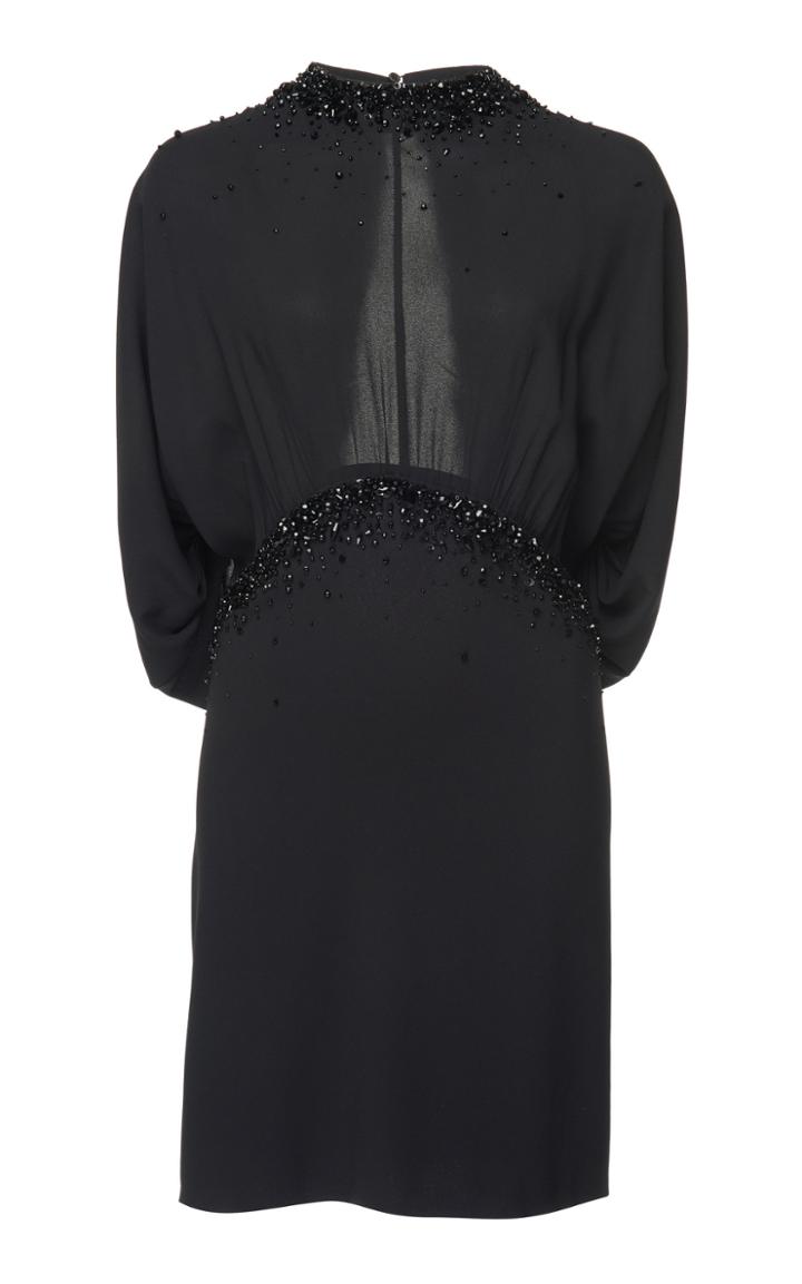 Prada Open-back Embellished Georgette Mini Dress
