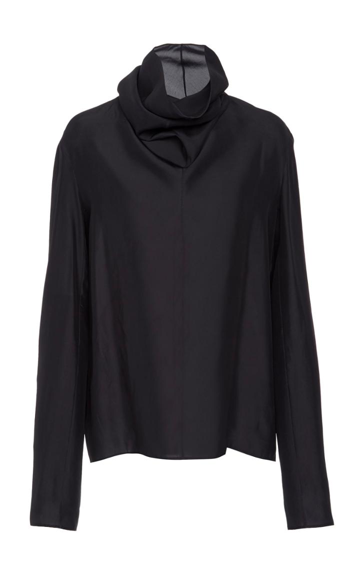 The Row Bora Crepe De Chine Turtleneck Top