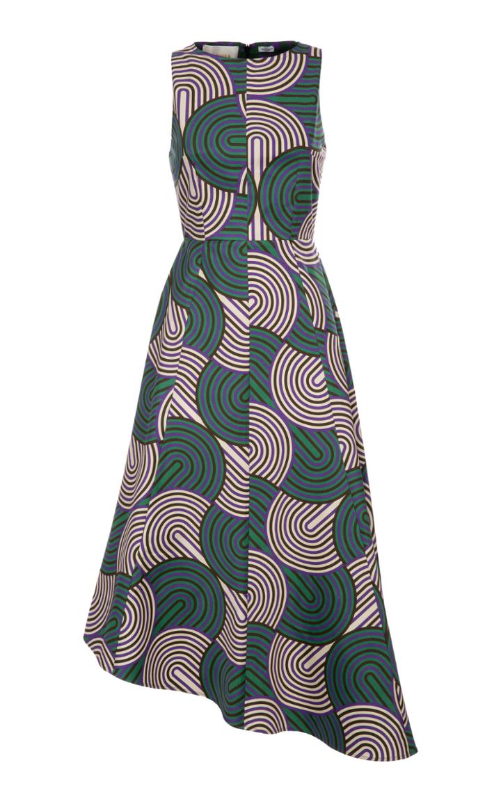 La Doublej Pina Asymetric Printed Cotton-blend Dress