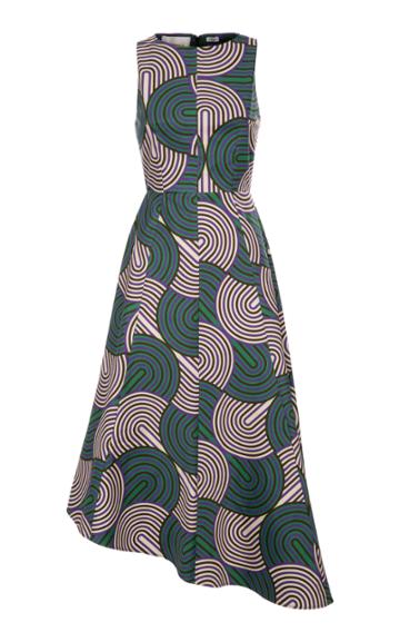 La Doublej Pina Asymetric Printed Cotton-blend Dress
