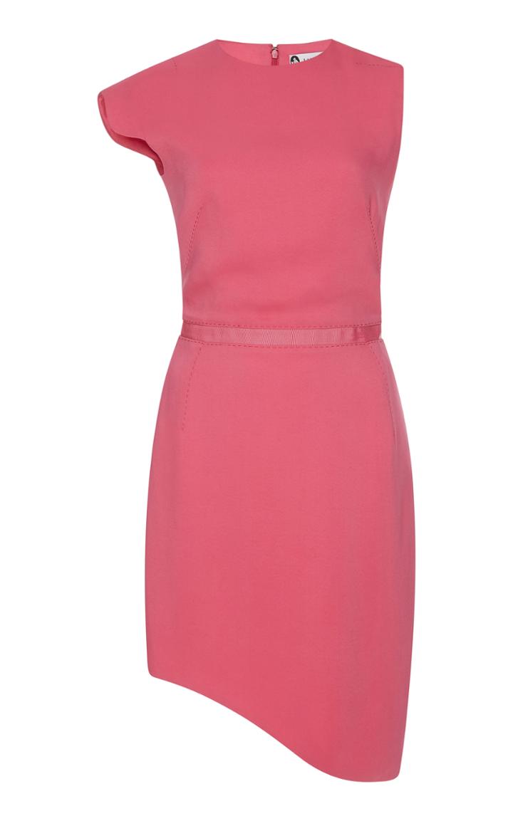 Lanvin Asymmetrical Hem Cap Sleeve Dress