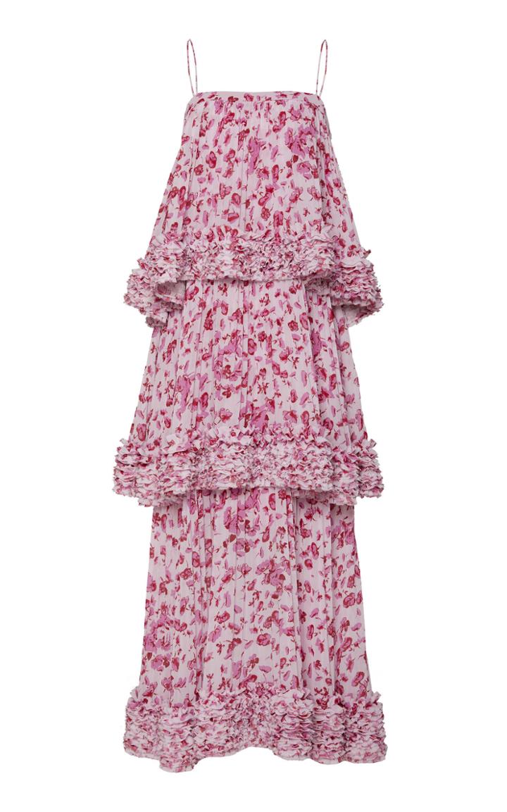 Amur Nicola Ruffle-trimmed Chiffon Maxi Dress