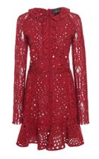 J. Mendel Collared Broderie Anglaise Mini Dress