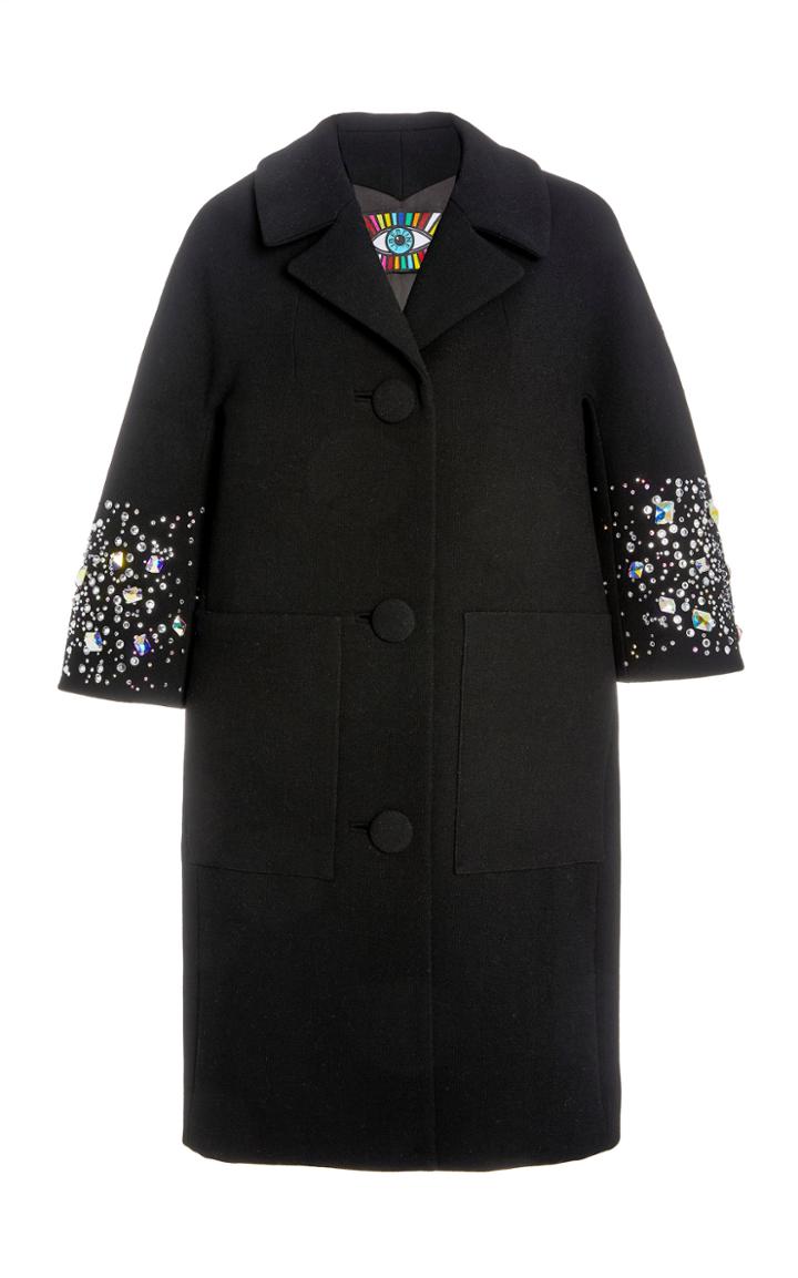 Moda Operandi Libertine Stars Collide Crystal-embellished Stretch-wool Coat