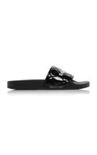 Balenciaga Logo-printed Quilted Faux Patent Leather Pool Slides