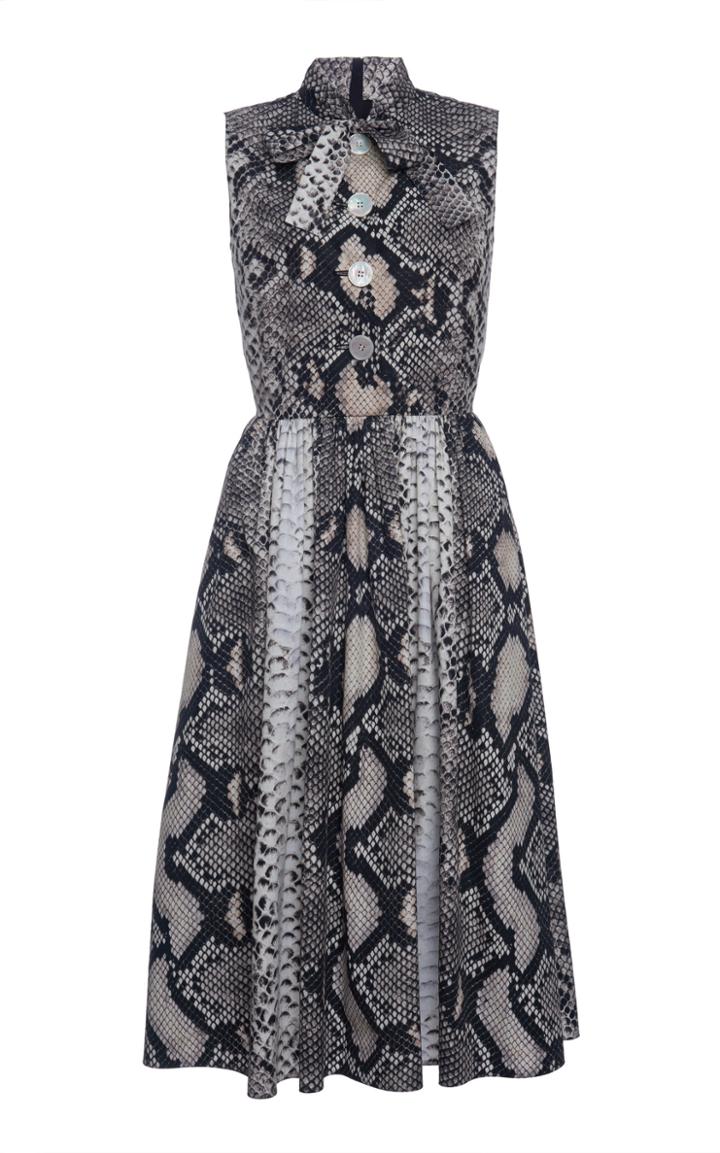 Prada Animal Print Scarf Neck Dress