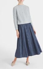 Moda Operandi Brock Collection Sonia Pleated Linen-blend Chambray Maxi Skirt