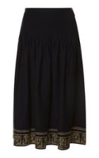 Zeus + Dione Acropolis Embroidered Cotton Knee Length Skirt
