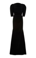 Christian Siriano Crepe Short Sleeve Gathered Gown
