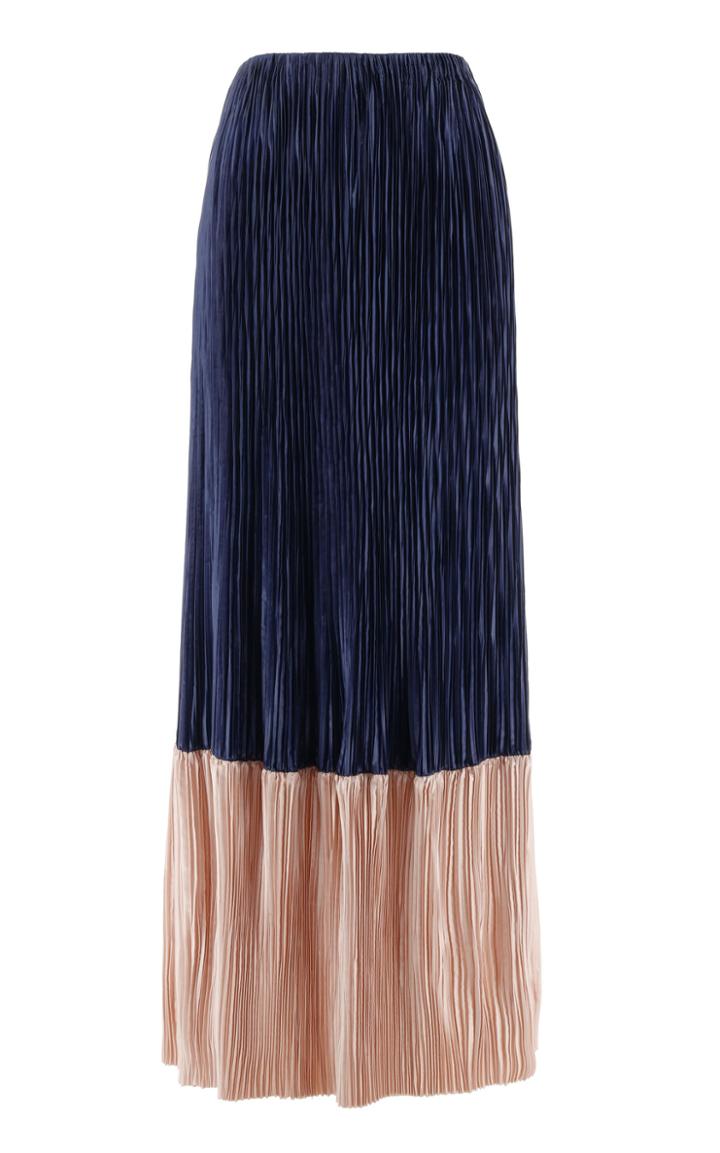 Dima Ayad Pleated Two Tone Midi Skirt