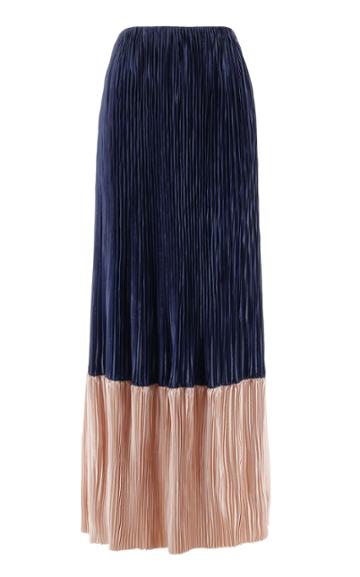 Dima Ayad Pleated Two Tone Midi Skirt