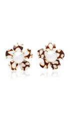 Sorab & Roshi Cone Shell Flower Earrings With South Sea Pearl Center