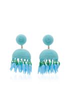 Rebecca De Ravenel Paprika Silk-woven, Beaded Clip Earrings