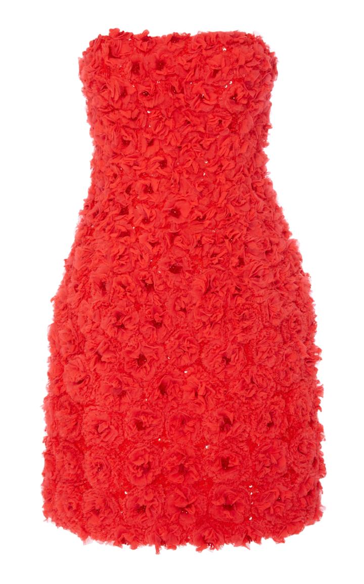 Pamella Roland Embroidered Floral Mini Dress
