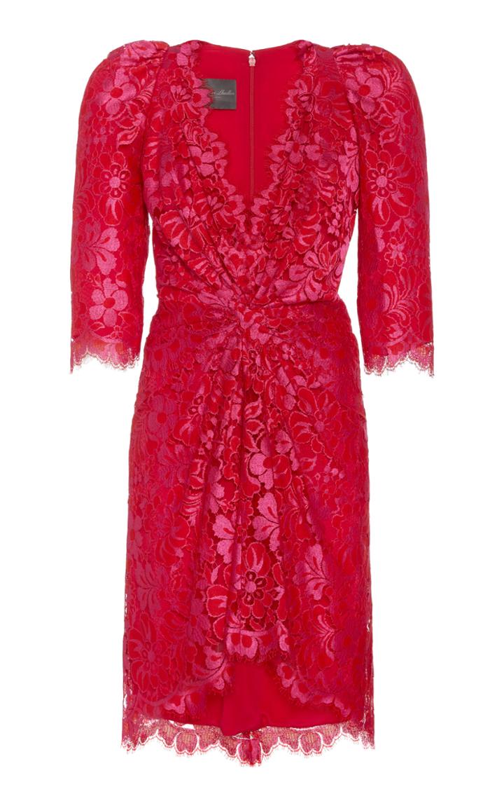 Monique Lhuillier Knotted-front Guipure Lace Mini Dress