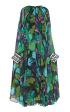 Moda Operandi Richard Quinn Floral-printed Cape-effect Chiffon Dress Size: 8