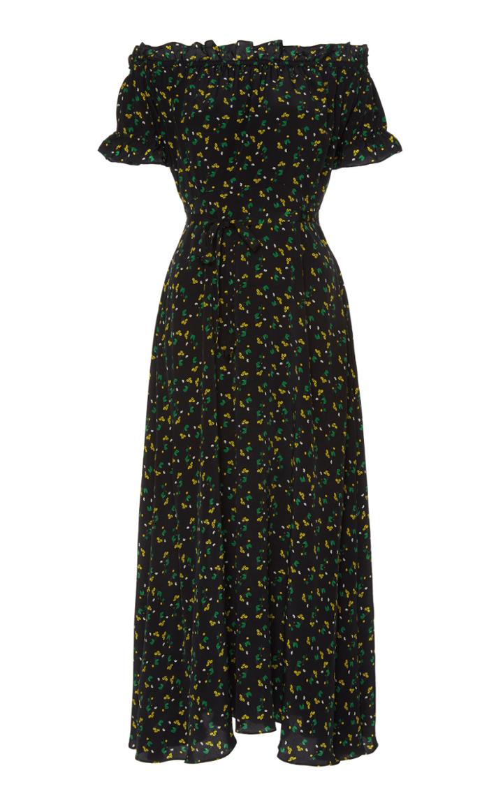 Rixo London Bella Off Shoulder Midi Dress
