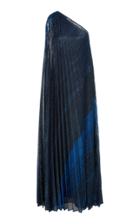 Missoni Metallic Striped Pleated One-shoulder Gown