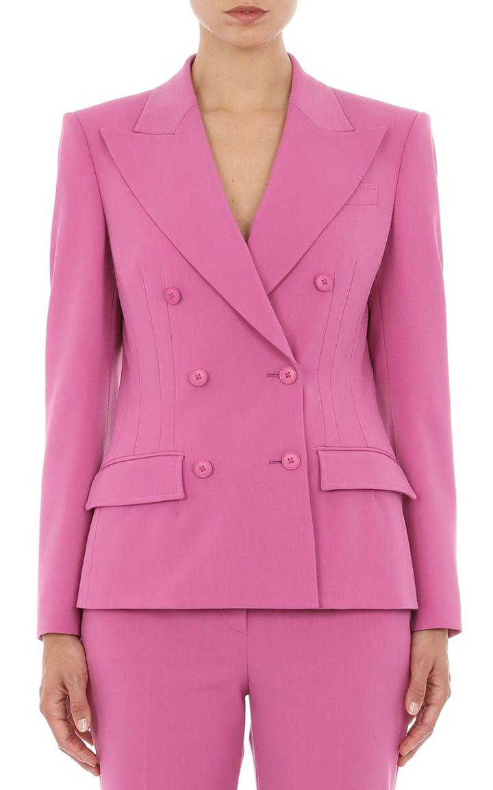 Moda Operandi Alberta Ferretti Wool-blend Gabardine Double-breasted Cropped Blazer