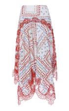 Moda Operandi Costarellos Printed Cotton Handkerchief Skirt With Gossamer Lace Size: