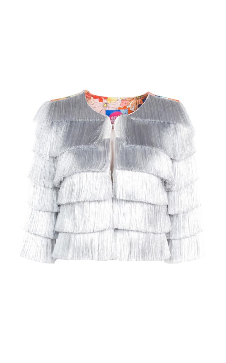 Celia B Cherry Crop Fringe Jacket