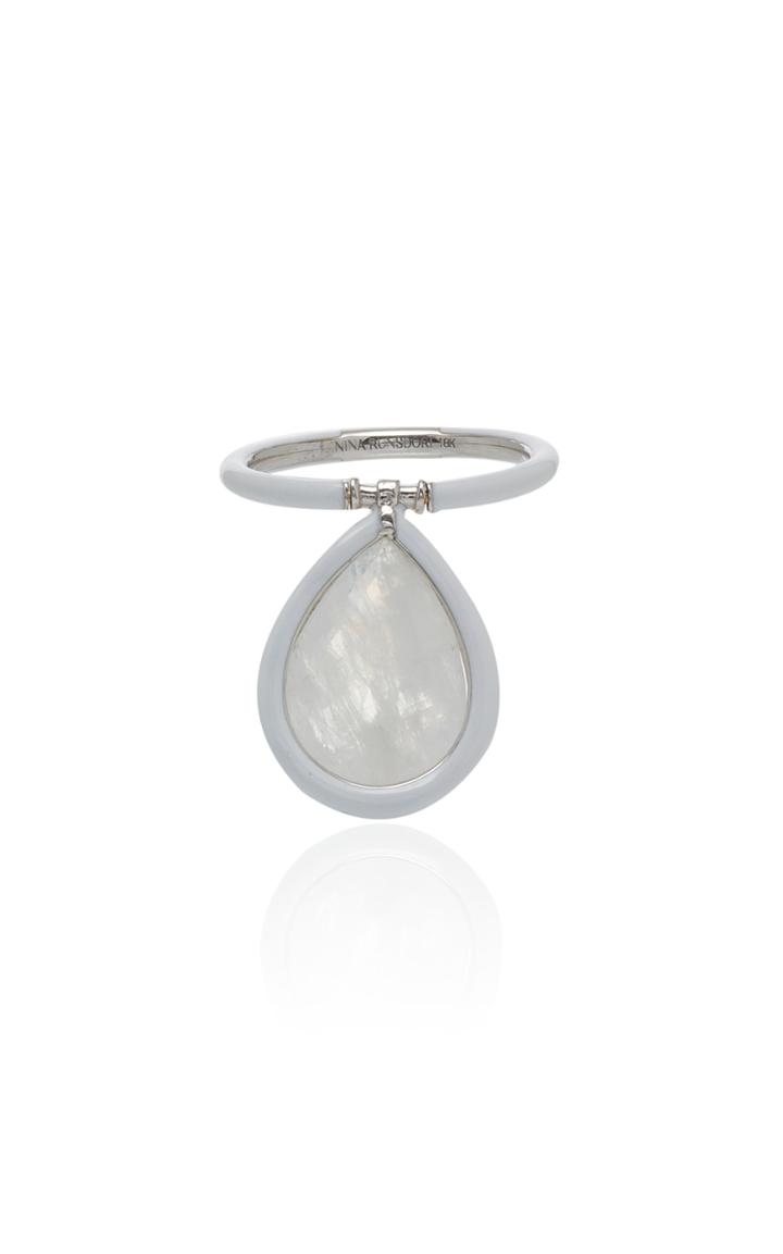 Moda Operandi Nina Runsdorf The Artist White Enamel Large Ring Size: 6.5